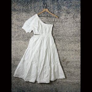 Steve Madden Leena Maxi Dress In Ultramarine White One‎ Shoulder Small Ruffle